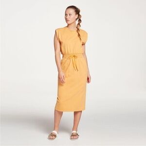 NWT CALIA by Carrie Underwood Dress Extended Shoulder Midi Sleeveless Smocked S